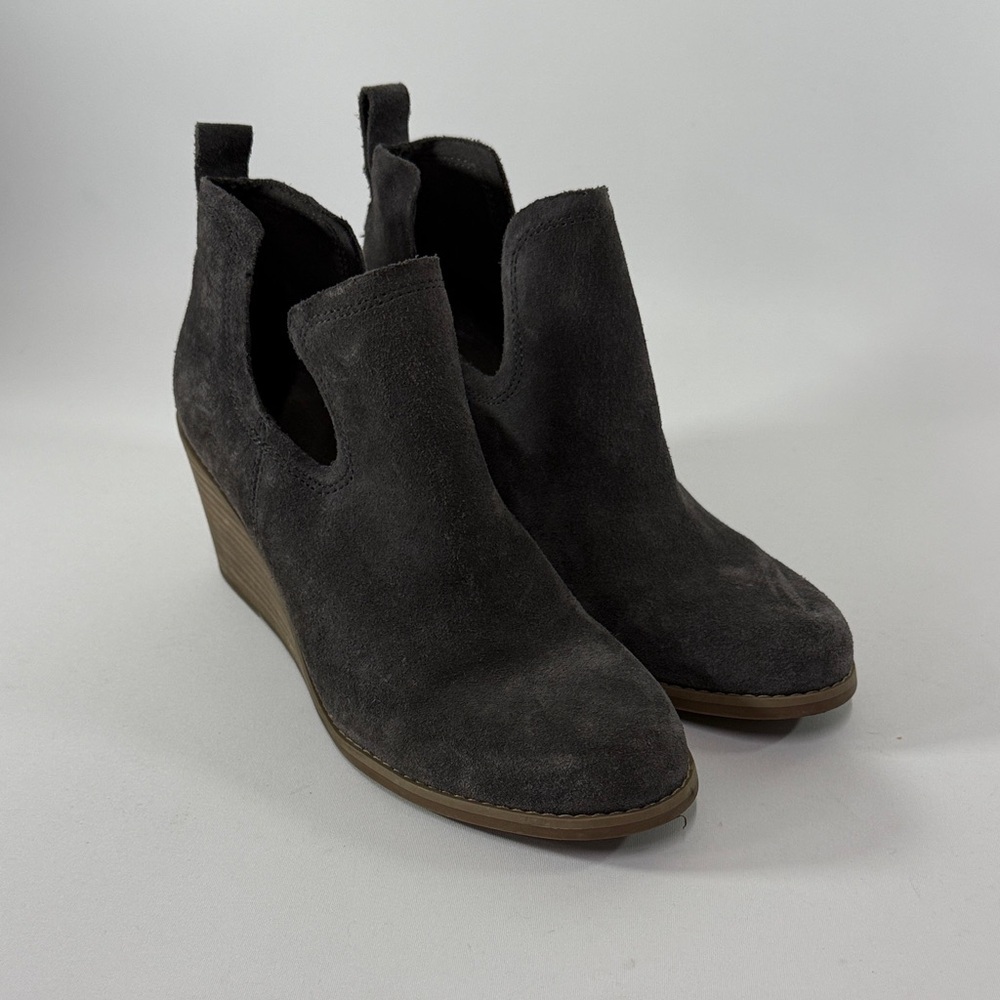 Toms Charcoal Suede Ankle Booties